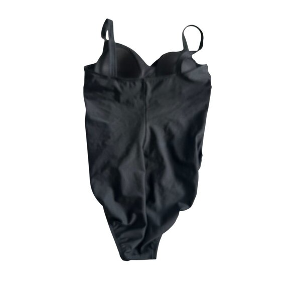 TROPICAL ESCAPE Black Sweetheart Ruched One Piece Bathing Suit Swimsuit Size 14 - Picture 4 of 6
